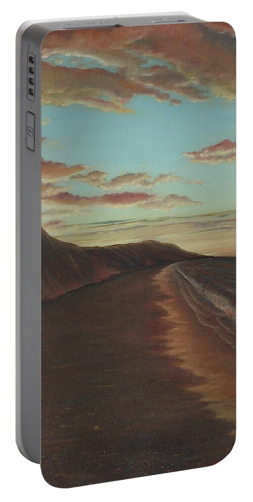 Ocean Portable Battery Charger featuring the painting OceanSide Sunset by Jennifer Creech