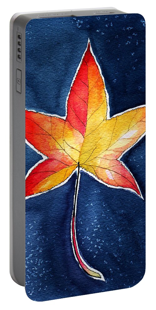 Red Portable Battery Charger featuring the painting October Night by Katherine Miller