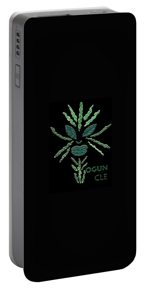 Ogun Portable Battery Charger featuring the painting Ogun by Cleaster Cotton