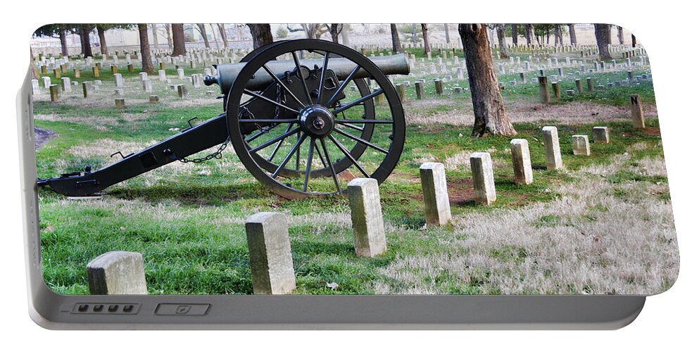War Portable Battery Charger featuring the photograph Old Artillery in Union Grave Yard by Donna Greene