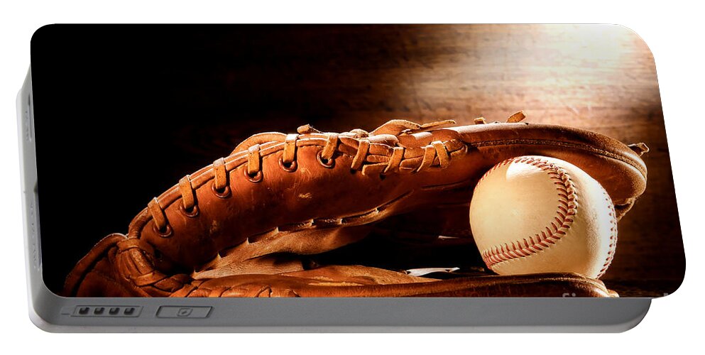 Baseball Portable Battery Charger featuring the photograph Old Baseball Glove by Olivier Le Queinec
