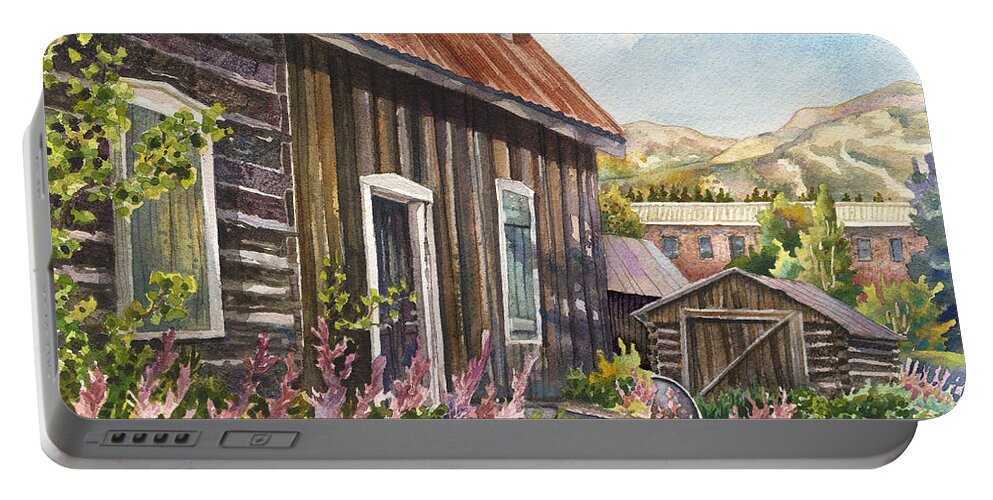Old Cabin Painting Portable Battery Charger featuring the painting Old Breckenridge by Anne Gifford