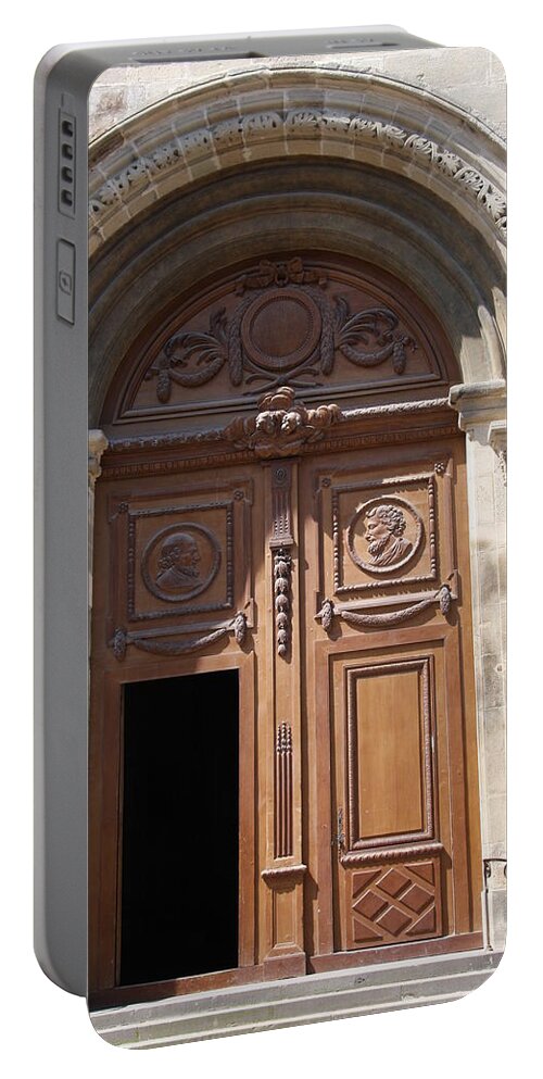 Door Portable Battery Charger featuring the photograph Old Church Door Cathedral Autun by Christiane Schulze Art And Photography