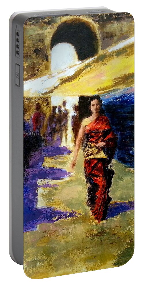 Old City Portable Battery Charger featuring the painting Old city Ahmedabad series 11 by Uma Krishnamoorthy