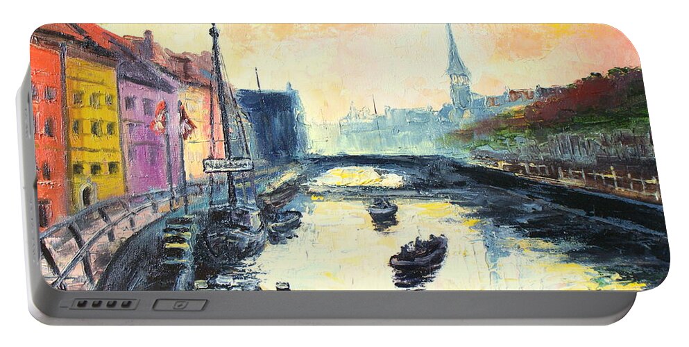 Copenhagen Portable Battery Charger featuring the painting Old Copenhagen by Luke Karcz