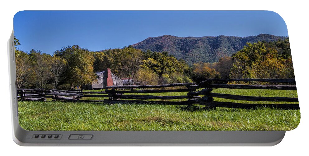 Old Portable Battery Charger featuring the photograph Old Farm House at Cades Cove by Kathy Clark