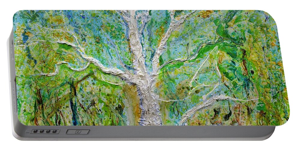  Forest Portable Battery Charger featuring the painting Old Growth by Regina Valluzzi