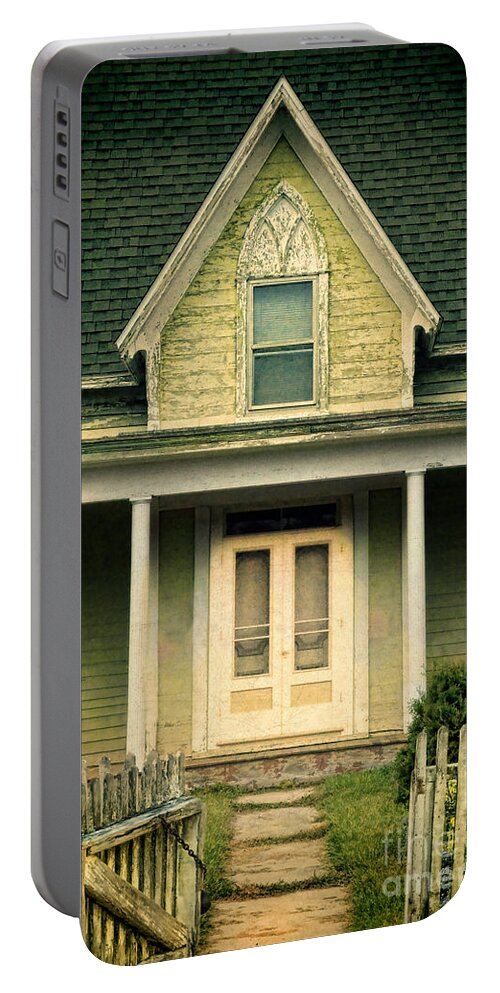 House Portable Battery Charger featuring the photograph Old House Open Gate by Jill Battaglia
