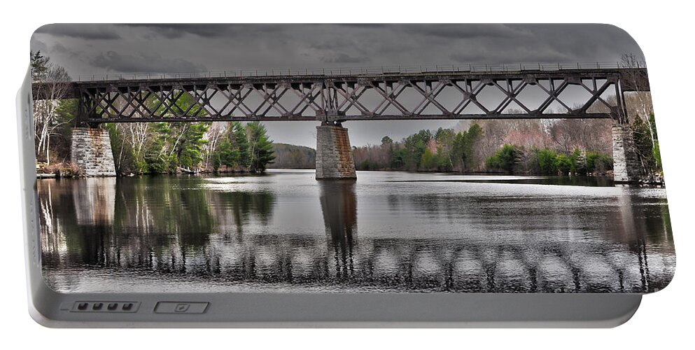 Old Bridge Portable Battery Charger featuring the photograph Old Menominee Bridge by Gwen Gibson