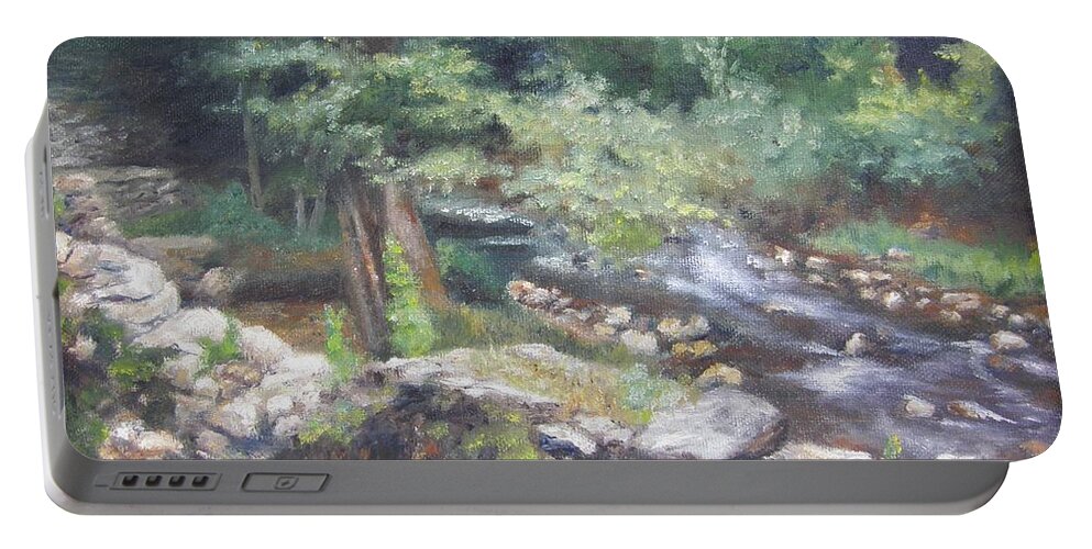 Old Mill Portable Battery Charger featuring the painting Old Mill Steam II by Lori Brackett