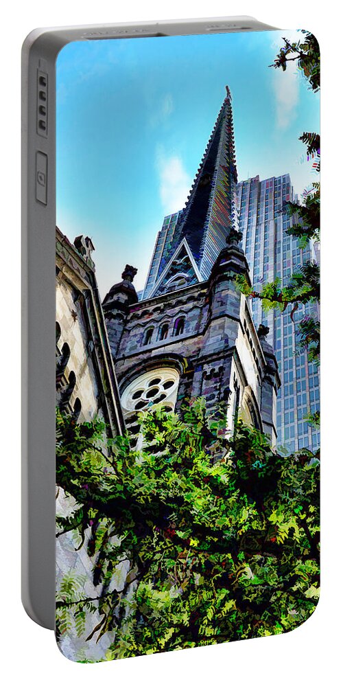 Old Stone Church Portable Battery Charger featuring the photograph Old Stone Church - Cleveland Ohio - 1 by Mark Madere