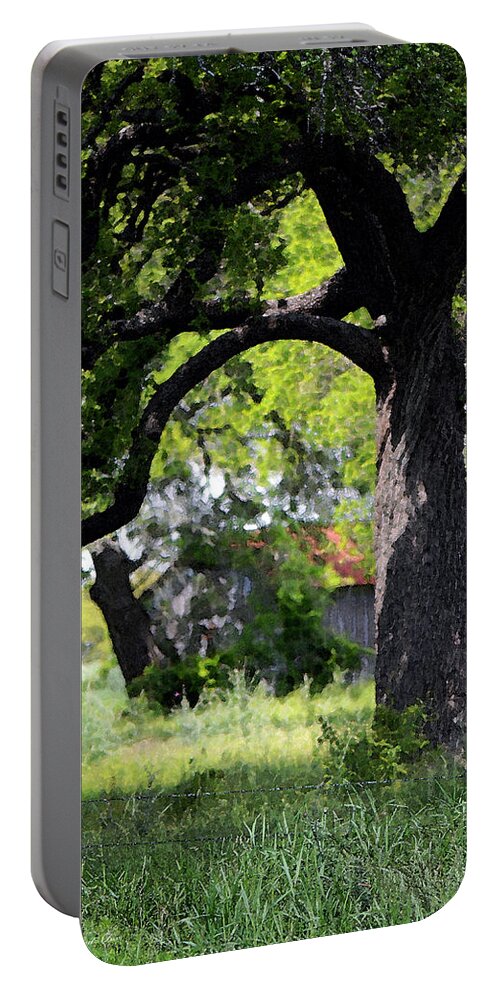 Texas Landscape Portable Battery Charger featuring the photograph Old Texas Oak Tree by Connie Fox