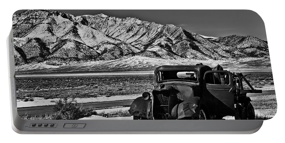 Black And White Portable Battery Charger featuring the photograph Old Truck by Robert Bales