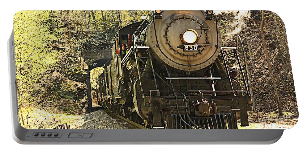 Steam Trains Portable Battery Charger featuring the photograph Ole' #630 Steam Train by Tammy Schneider