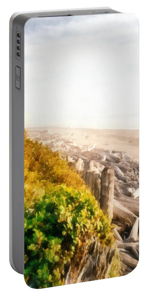 Washington State Coastline Portable Battery Charger featuring the photograph Olympic Peninsula Driftwood by Michelle Calkins