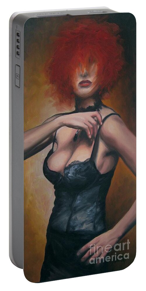 Noewi Portable Battery Charger featuring the painting On Fire by Jindra Noewi