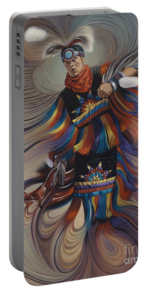 Native-american Portable Battery Charger featuring the painting On Sacred Ground Series II by Ricardo Chavez-Mendez