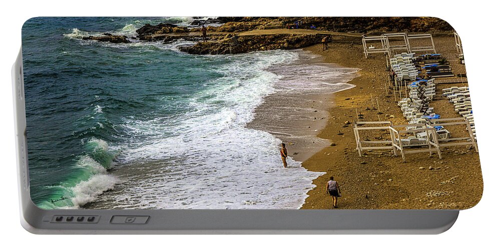 Beach Portable Battery Charger featuring the photograph On The Beach - Dubrovnic by Madeline Ellis