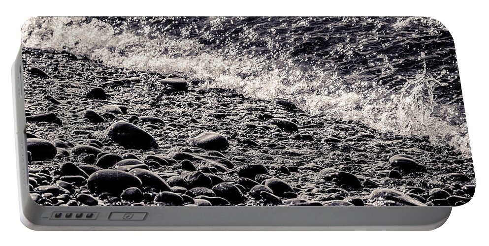 Rocky Beach Portable Battery Charger featuring the photograph On The Rocks French Beach Square by Roxy Hurtubise