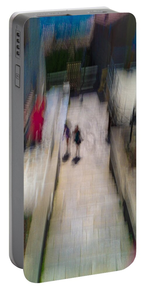 Impressionist Portable Battery Charger featuring the photograph On the Stairs by Alex Lapidus