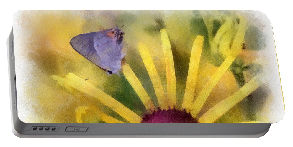 Butterfly Portable Battery Charger featuring the photograph On The Yellow by Kerri Farley