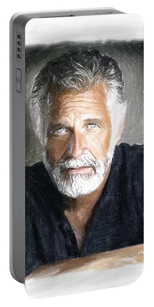 Interesting Portable Battery Charger featuring the painting One of the Most Interesting Man in the World by Angela Stanton