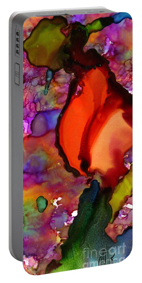 Ink Portable Battery Charger featuring the painting One Red Rose by Angela L Walker