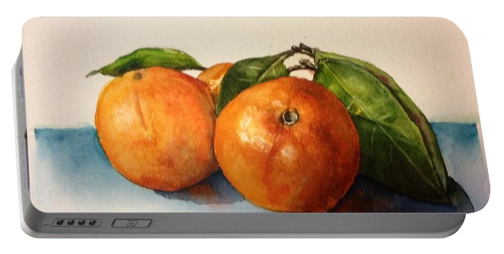 Watercolor Portable Battery Charger featuring the painting Orange by Diane Ziemski