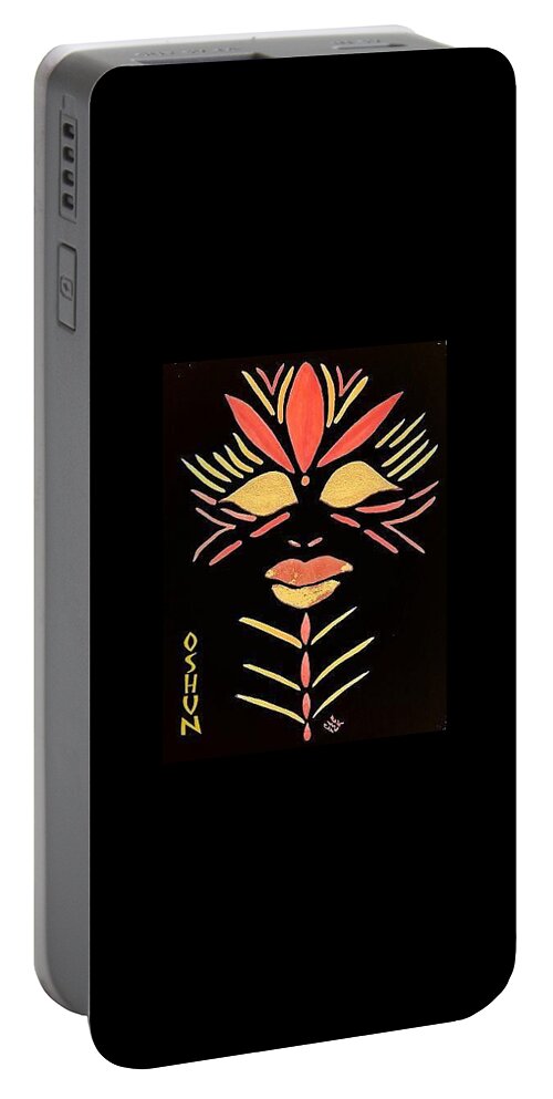 Oshun Portable Battery Charger featuring the painting Oshun by Cleaster Cotton