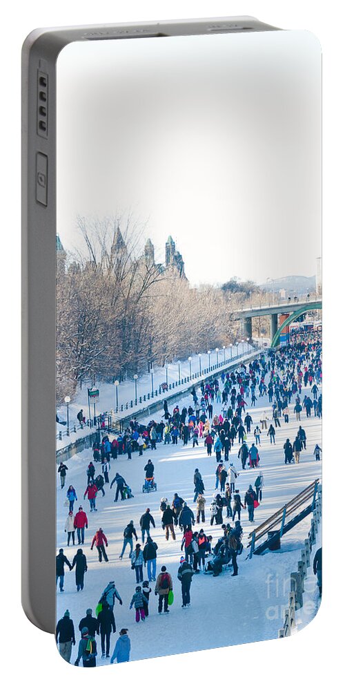 Winterlude Portable Battery Charger featuring the photograph Ottawa Rideau Canal by Cheryl Baxter