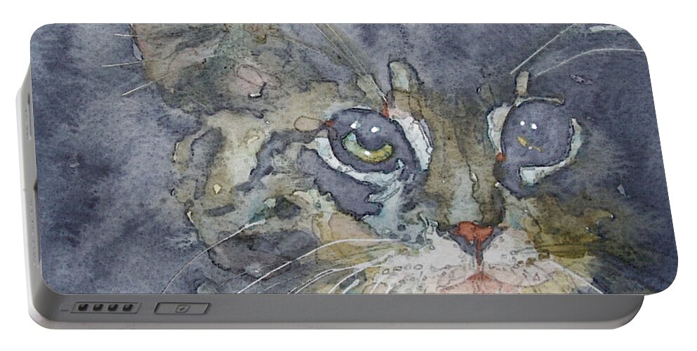 Tabby Portable Battery Charger featuring the painting Out The Blue You Came To Me by Paul Lovering