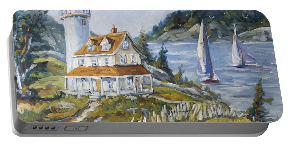 Fleuve St-laurent Portable Battery Charger featuring the painting Out to sea by Prankearts by Richard T Pranke
