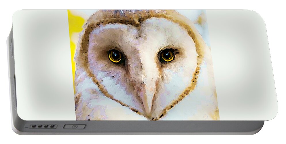 Owl Portable Battery Charger featuring the painting Owl Art - Soft Love by Sharon Cummings