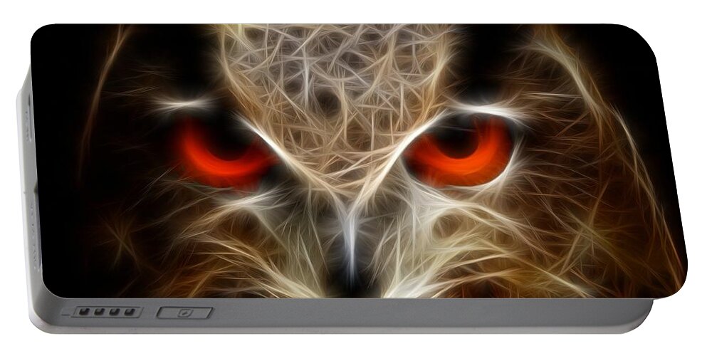Owl Portable Battery Charger featuring the digital art Owl - fractal artwork by Lilia D