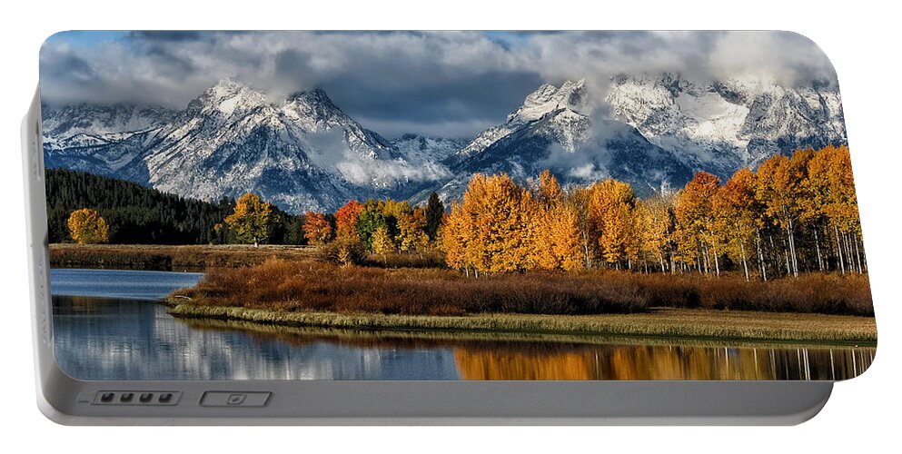 Grand Tetons Portable Battery Charger featuring the photograph Oxbow Morning by Kathleen Bishop