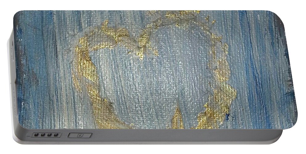 Abstract Painting Strcutured Mix Portable Battery Charger featuring the painting P2 by KUNST MIT HERZ Art with heart