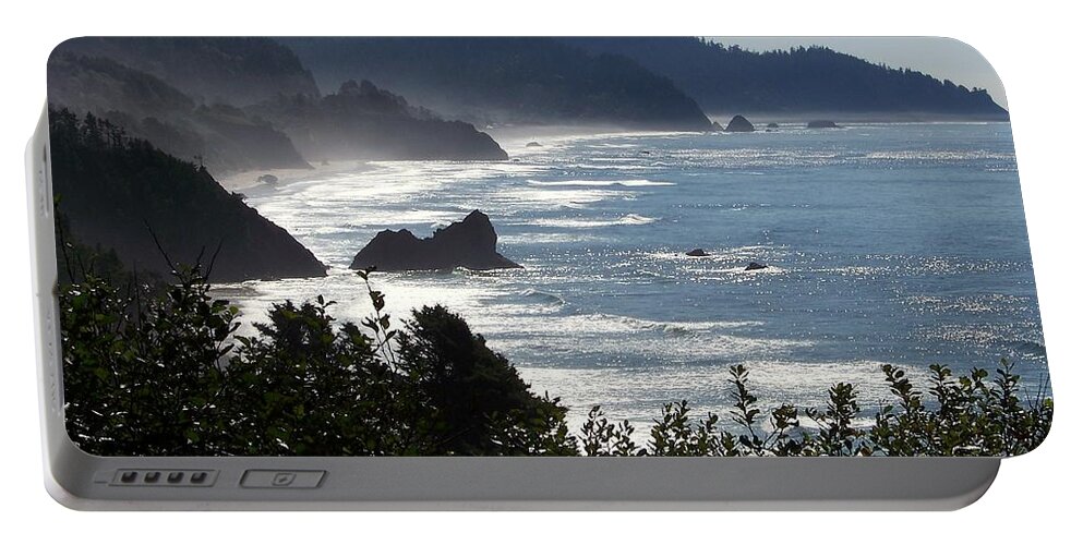Coast Of Oregon Portable Battery Charger featuring the photograph Pacific Mist by Karen Wiles