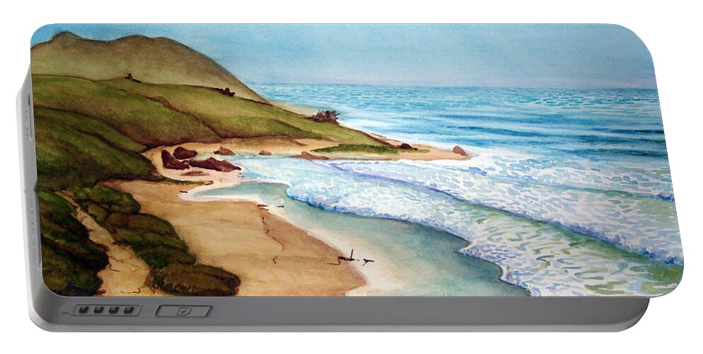 Rick Huotari Portable Battery Charger featuring the painting Pacific by Rick Huotari