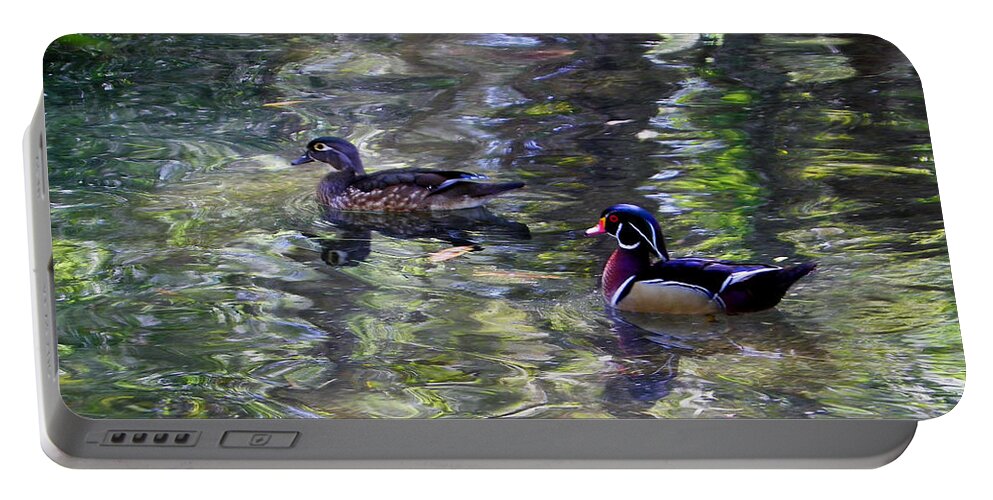 Nature Portable Battery Charger featuring the photograph Paddling in a Monet by Judy Wanamaker