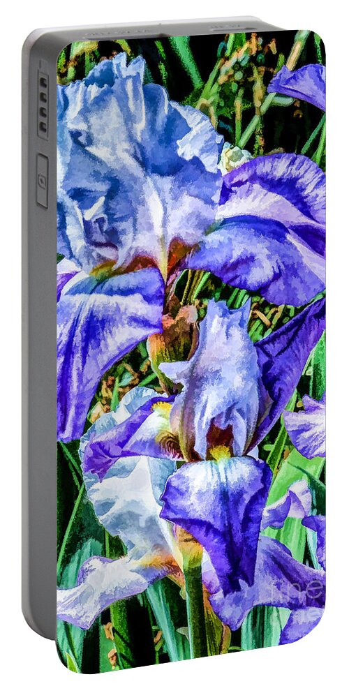 Iris Portable Battery Charger featuring the digital art Painted Iris by Georgianne Giese
