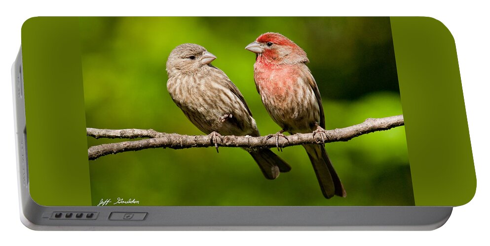 Affectionate Portable Battery Charger featuring the photograph Pair of House Finches in a Tree by Jeff Goulden