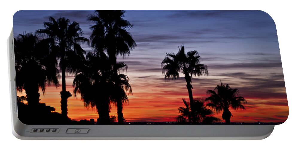 Desert Portable Battery Charger featuring the photograph Palm Shadows by Deborah Klubertanz