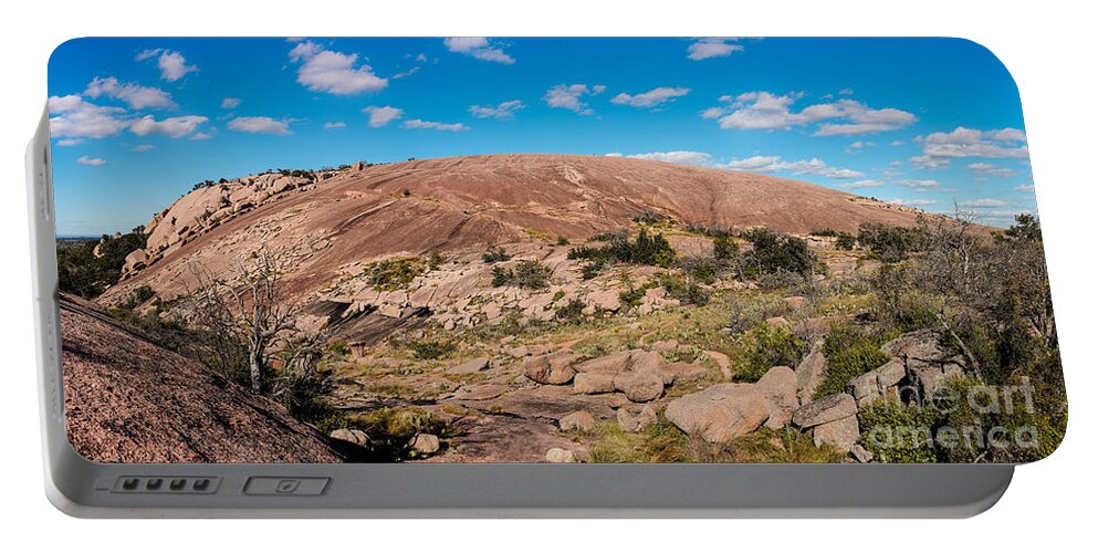 Enchanted Rock Portable Battery Charger featuring the photograph Panorama of Enchanted Rock State Natural Area - Fredericksburg Texas Hill Country by Silvio Ligutti