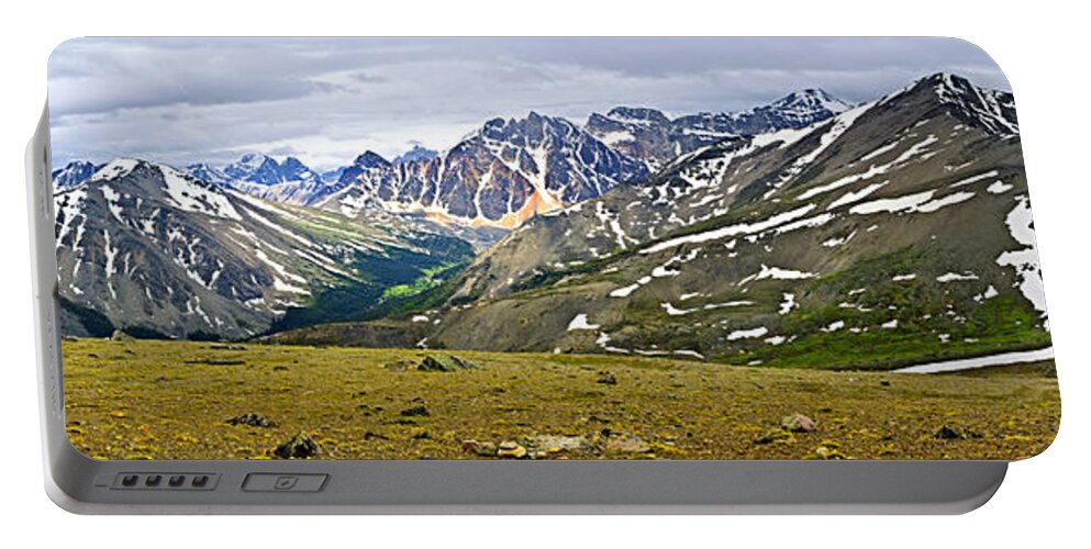 Mountains Portable Battery Charger featuring the photograph Panorama of Rocky Mountains in Jasper National Park by Elena Elisseeva