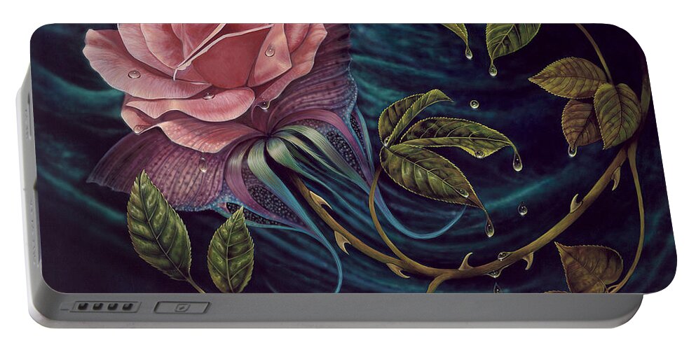 Rose Portable Battery Charger featuring the painting Papalotl Rosalis by Ricardo Chavez-Mendez
