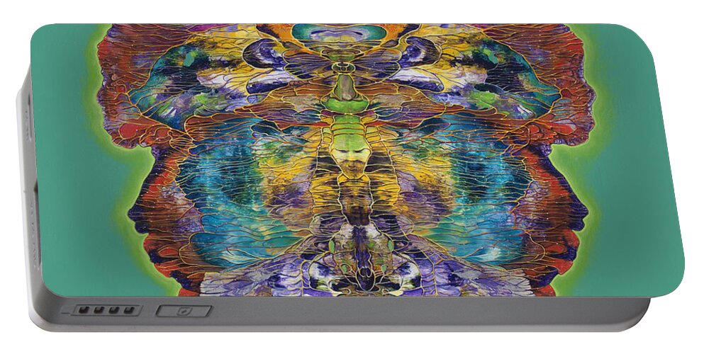 Butterfly Portable Battery Charger featuring the painting Papalotl Series Vlll by Ricardo Chavez-Mendez