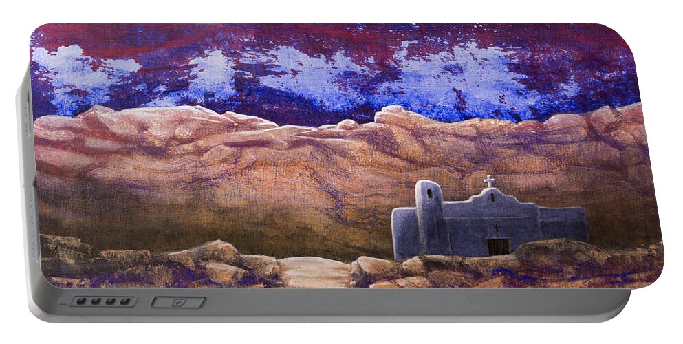 Desert Sunset Portable Battery Charger featuring the painting Paper Moon by Jack Malloch