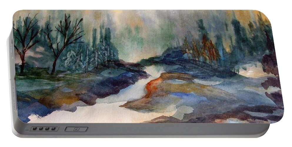 Landscape Portable Battery Charger featuring the painting Pappa's Place by Kim Shuckhart Gunns