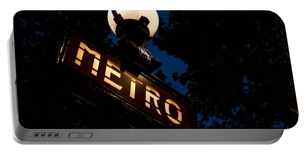 Paris Portable Battery Charger featuring the photograph Paris Metro in the Evening by Denise Dube