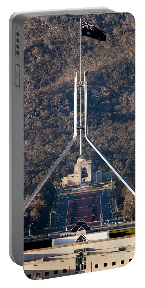 Australia Portable Battery Charger featuring the photograph Parliament and war memorial australia by Steven Ralser